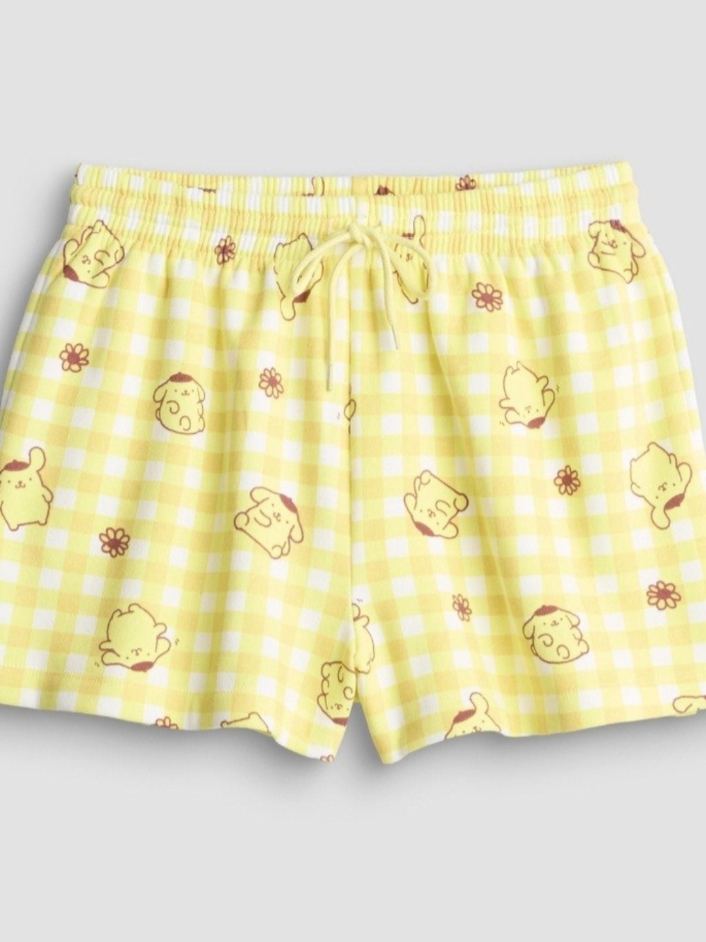 Sanrio Pompompurin Yellow Gingham Lounge Junior Shorts XL New